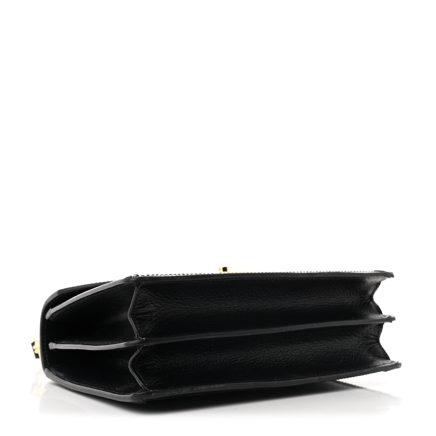 Gucci Textured Dollar Calfskin Web Small Ophidia Padlock Top Handle Bag Black 4 of 11