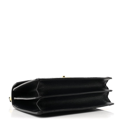 Gucci Textured Dollar Calfskin Web Small Ophidia Padlock Top Handle Bag Black 4 of 11