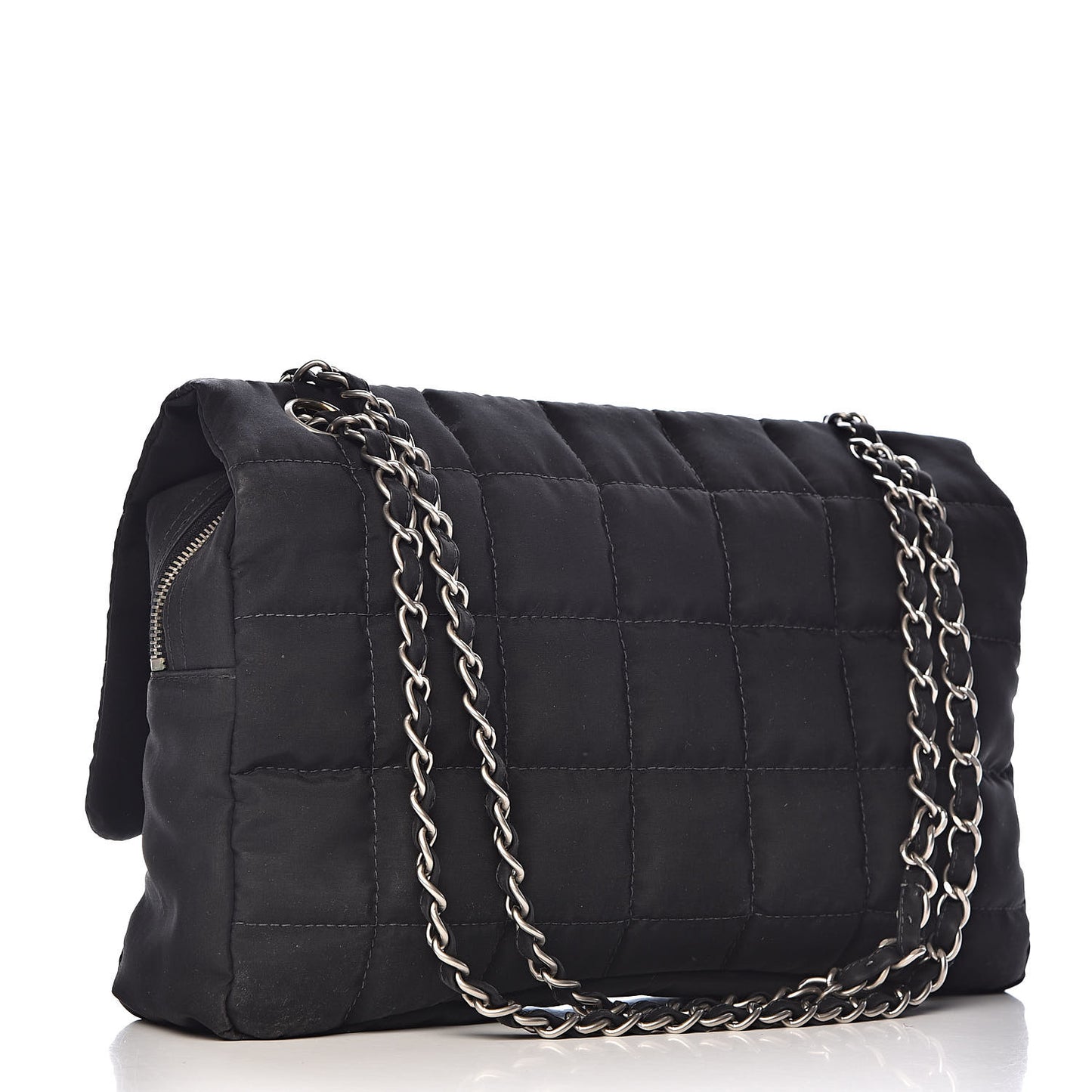 Nylon Square Quilted Flap Black