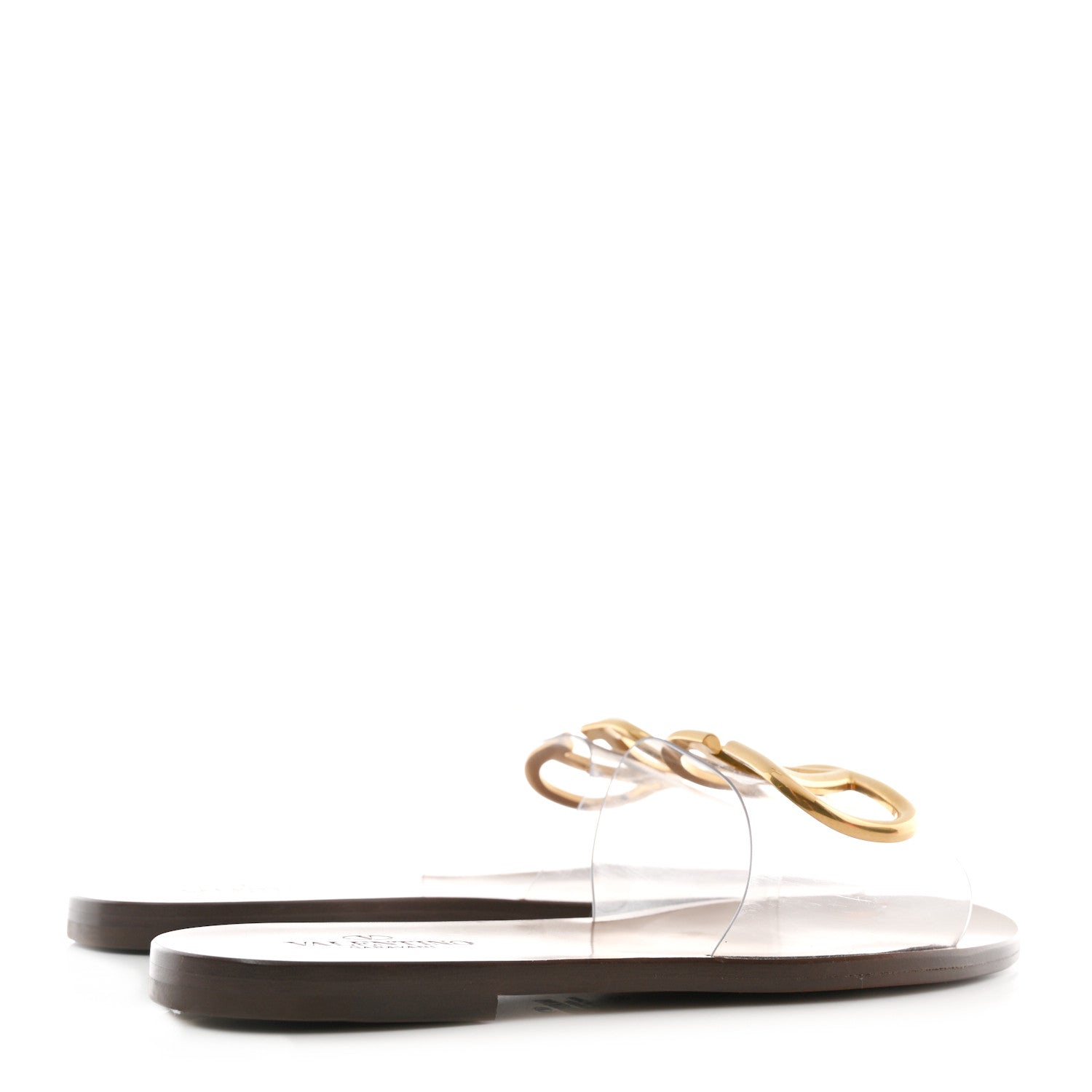 Valentino Garavani PVC Transparent Vlogo Flat Slide Sandals 36 Brown 4 of 8