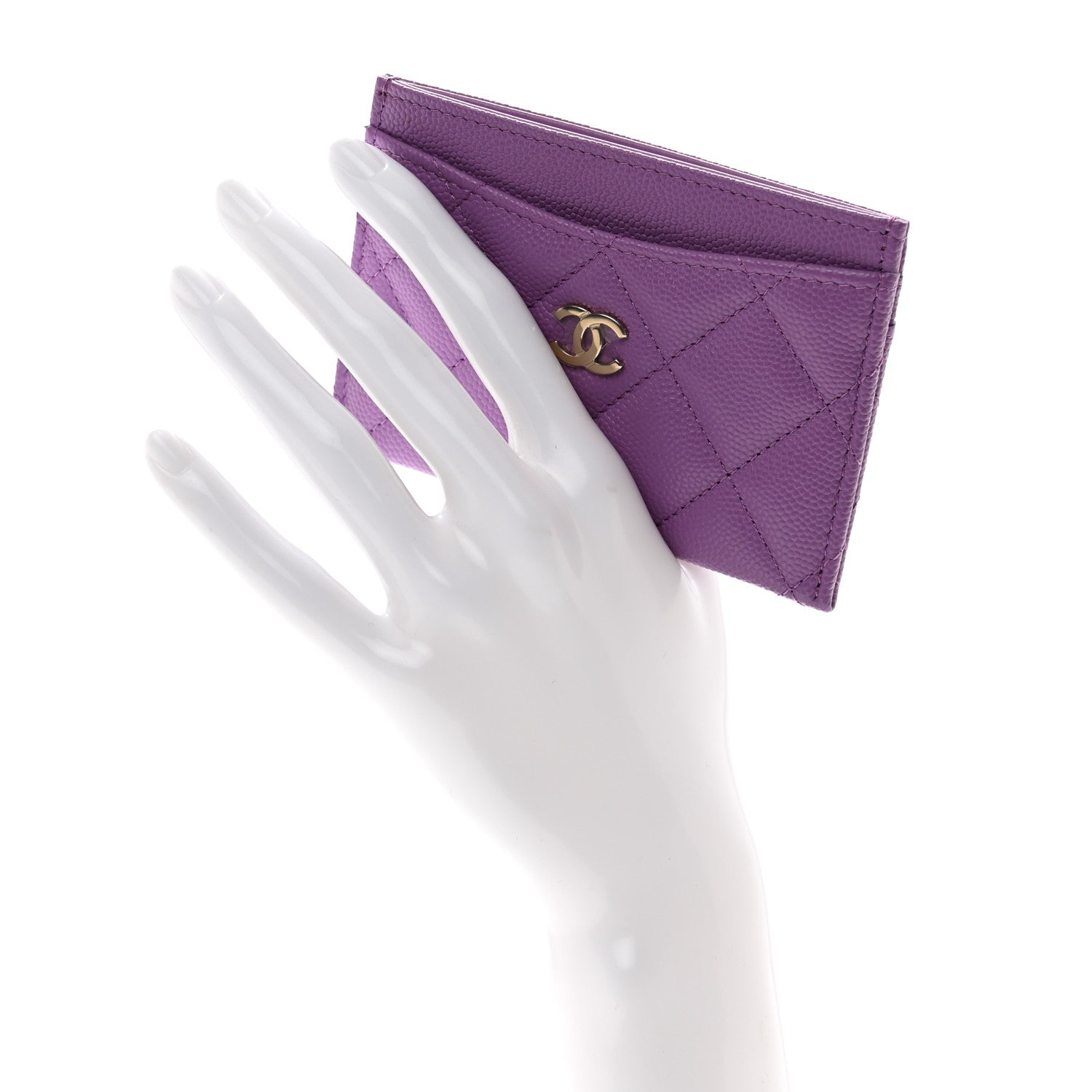 Chanel Caviar Quilted Card Holder Purple 2 of 12
