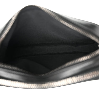 Christian Dior Grained Calfskin CD Icon Zipped Pouch With Strap Black 6 of 12