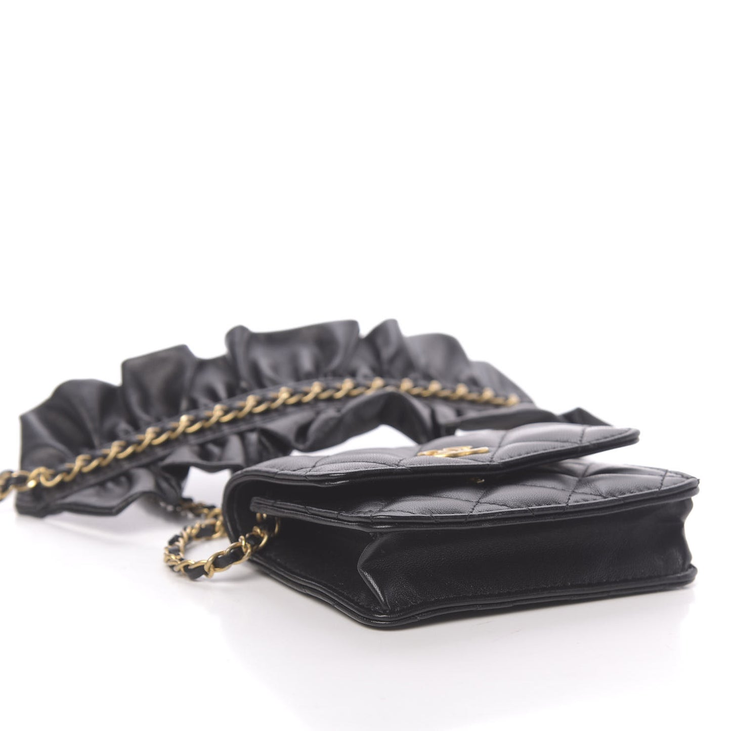 Lambskin Quilted Romance Clutch With Chain Black