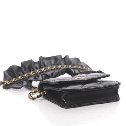Chanel Lambskin Quilted Romance Clutch With Chain Black 9 of 12