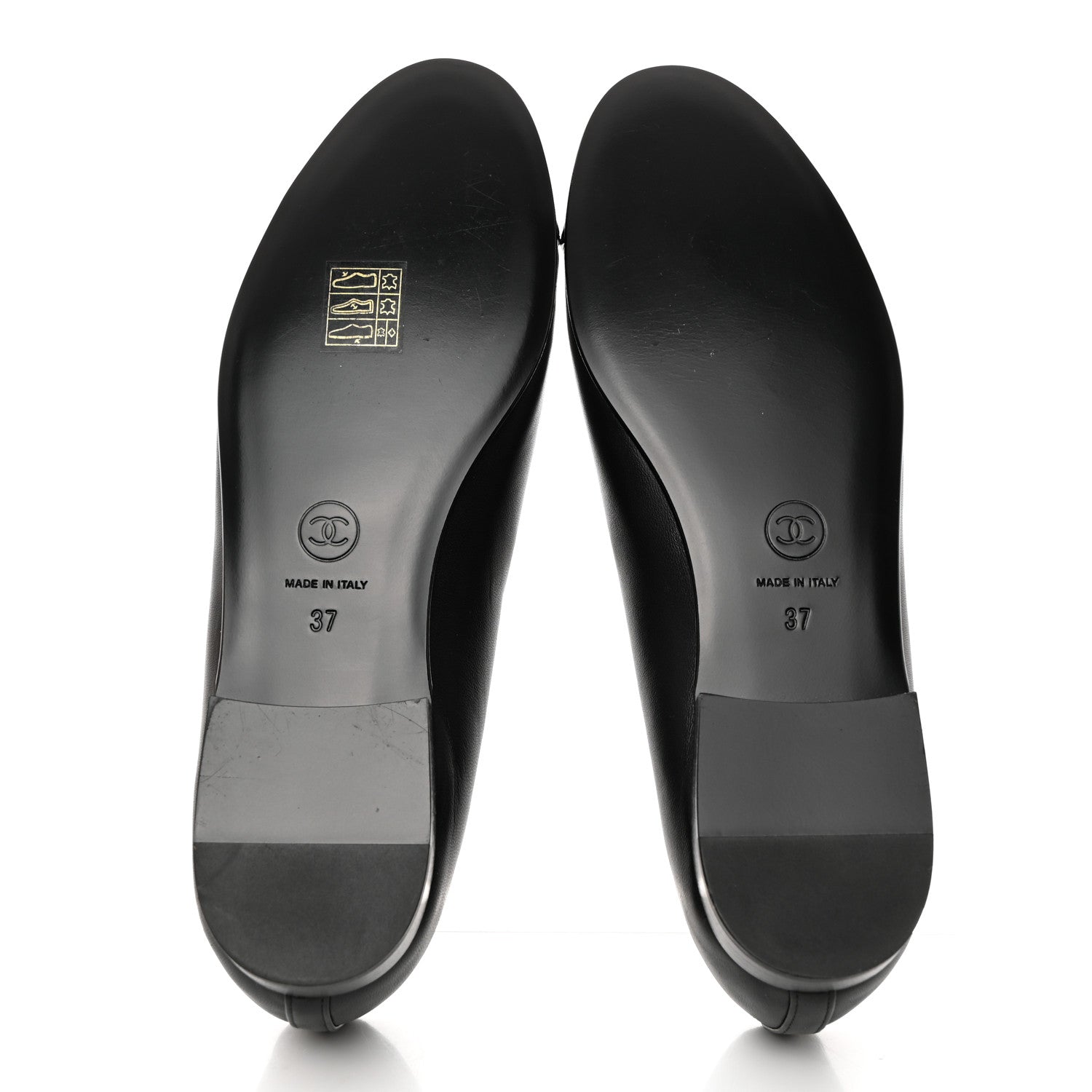 Chanel Lambskin Patent Cap Toe Ballerina Flats 37 Black 6 of 9