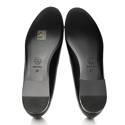 Chanel Lambskin Patent Cap Toe Ballerina Flats 37 Black 6 of 9
