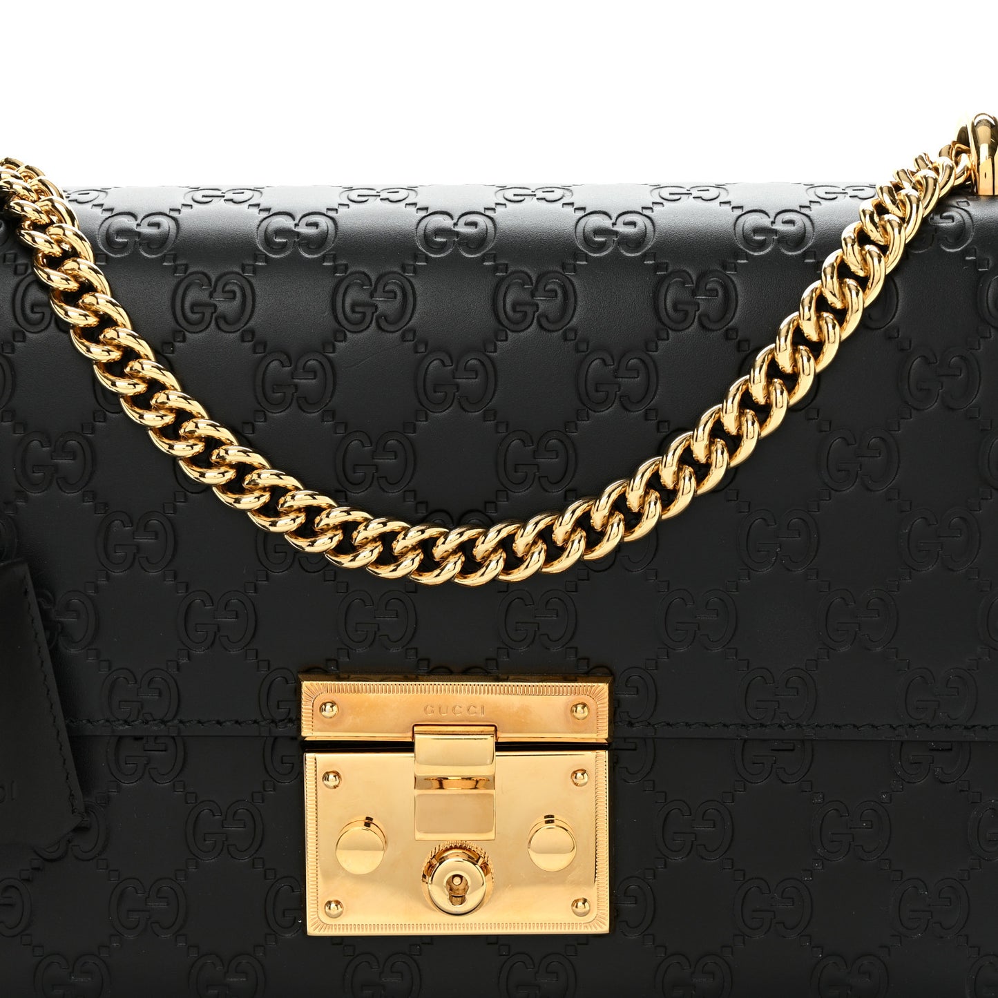 Guccissima Medium Padlock Shoulder Bag Black