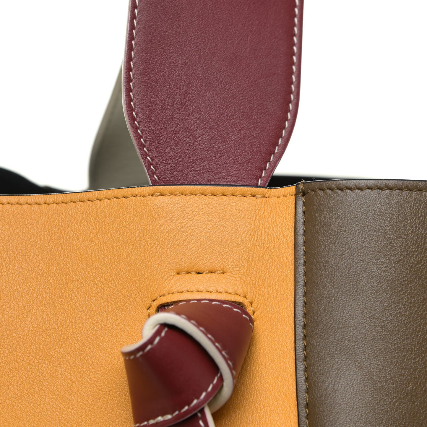 Shiny Smooth Calfskin Twisted Cabas Yellow Khaki
