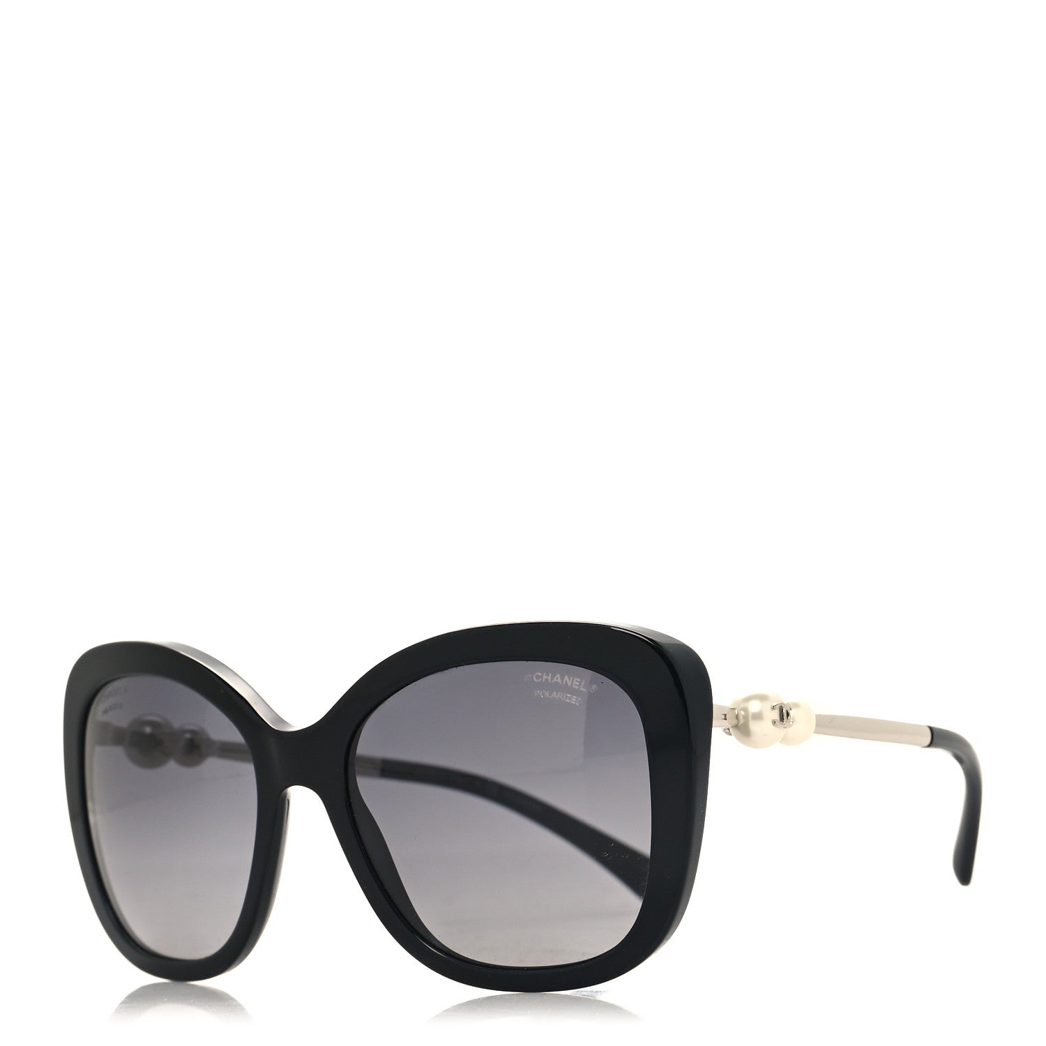 Chanel Acetate Polarized Butterfly Winter Pearl Sunglasses 5339-H Black 1 of 8
