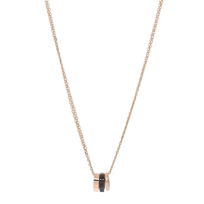 Cartier 18K Pink Gold Ceramic Diamond Three Ring LOVE Pendant Necklace 1 of 4