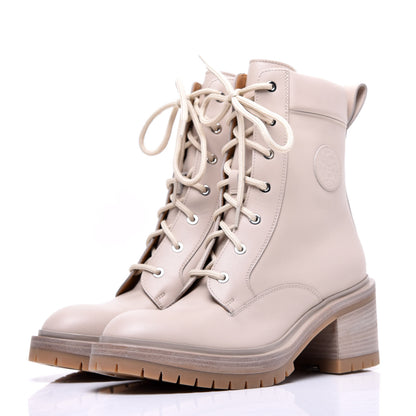 Hermes Calfskin Bridge Ankle Boots 38 Beige Grege 3 of 9