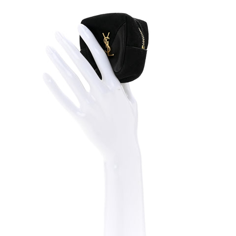 Suede Lambskin Jaime Cube Charm Keychain Black