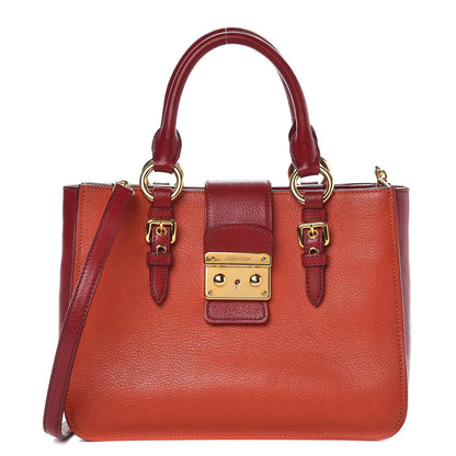 Miu Miu Goatskin Madras Shopping Tote Mandarino Rubino 1 of 10