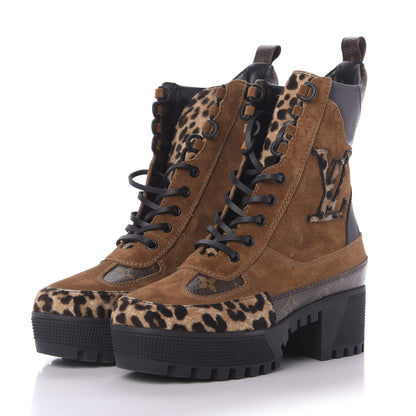 Louis Vuitton Suede Calfskin Monogram Laureate Platform Desert Boots 36.5 Cognac 1 of 9
