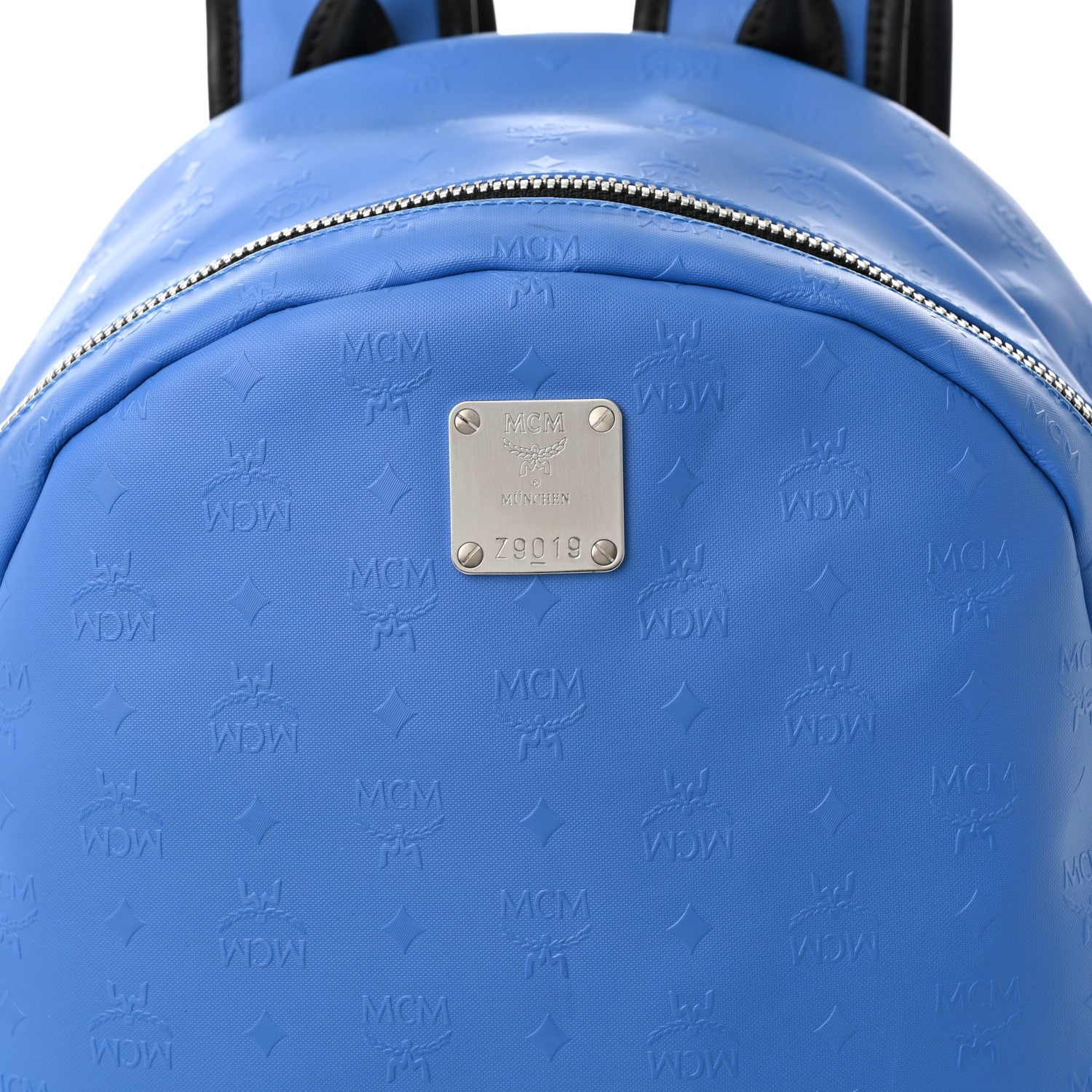 MCM Calfskin Visetos Diamond Print Backpack Blue 7 of 12