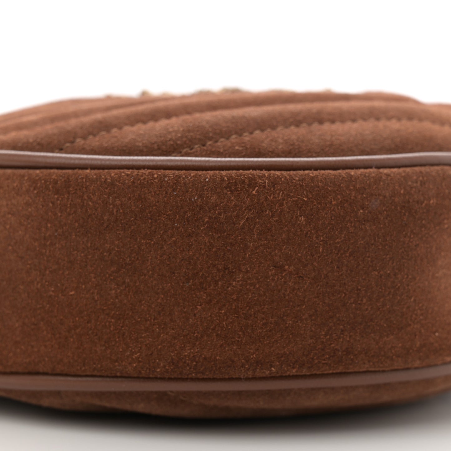 Suede Calfskin Quilted Monogram Round Crossbody Bag Vintage Cork