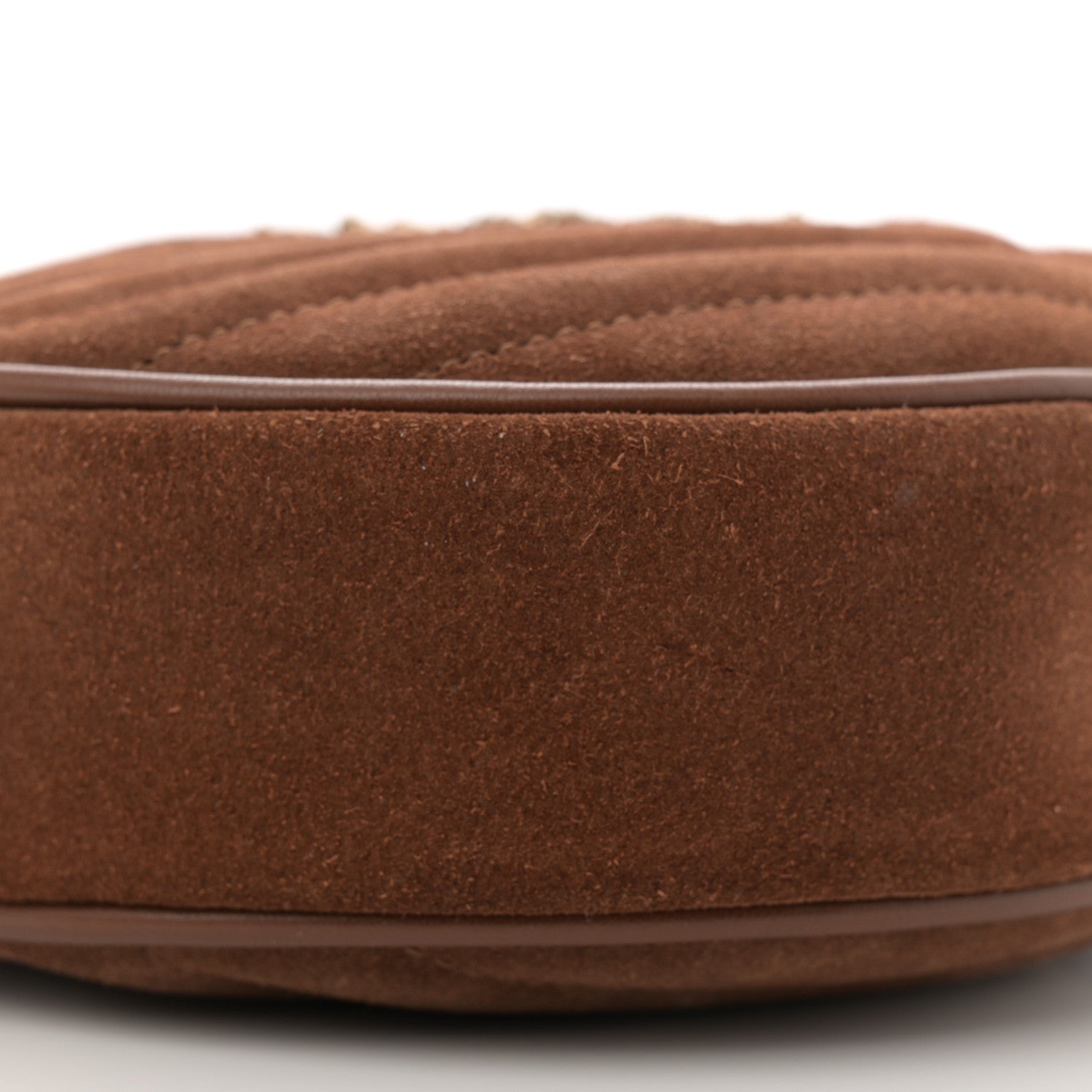 Saint Laurent Suede Calfskin Quilted Monogram Round Crossbody Bag Vintage Cork 8 of 9