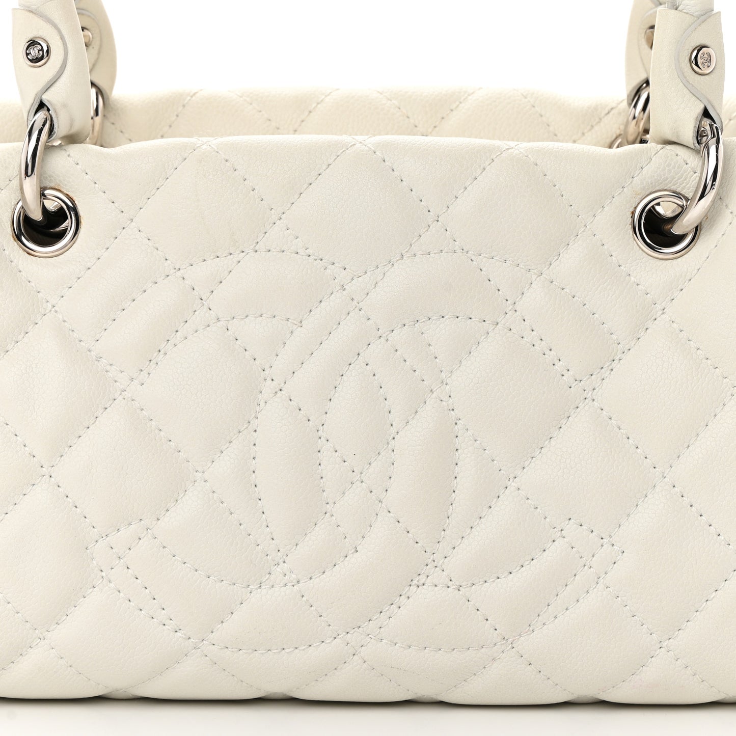 Caviar Quilted CC Timeless Bowler White