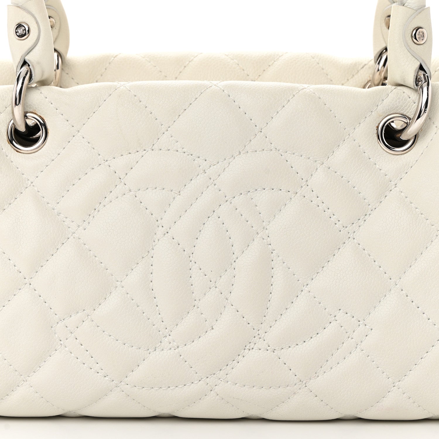 Chanel Caviar Quilted CC Timeless Bowler White 8 of 23