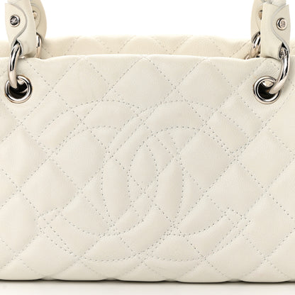 Chanel Caviar Quilted CC Timeless Bowler White 8 of 23