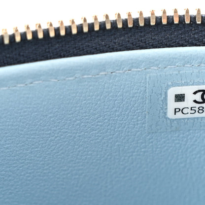 Chanel Lambskin Quilted Top Handle Mini Vanity Case With Chain Dark Blue Light Blue 7 of 11