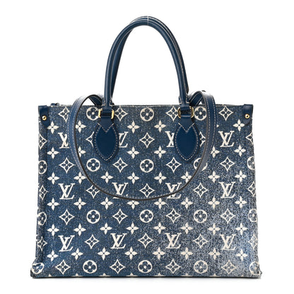 Louis Vuitton Monogram Jacquard Denim Onthego MM Bleu 1 of 12