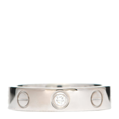 Cartier 18K White Gold Diamond 4mm LOVE Wedding Band Ring 46 3.75 2 of 8