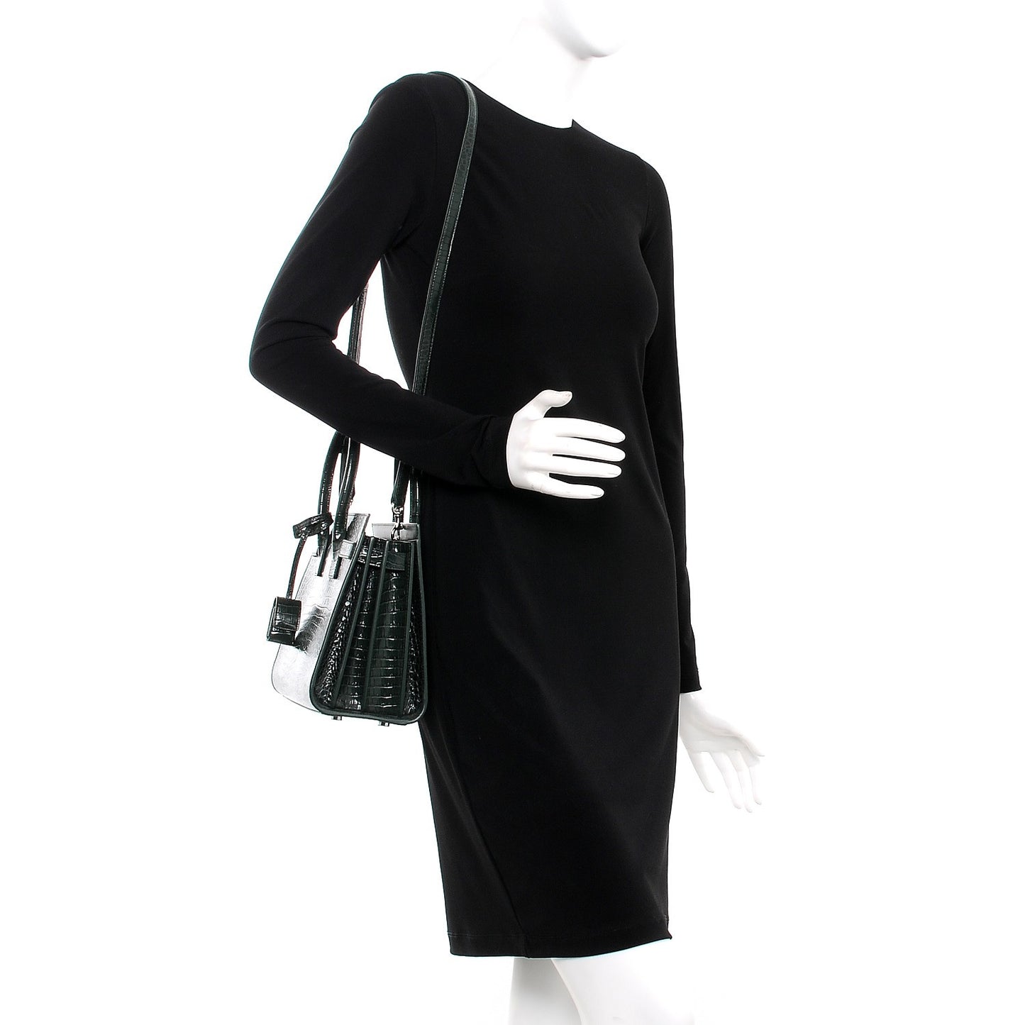Calfskin Crocodile Embossed Baby Sac De Jour Dark Leaf