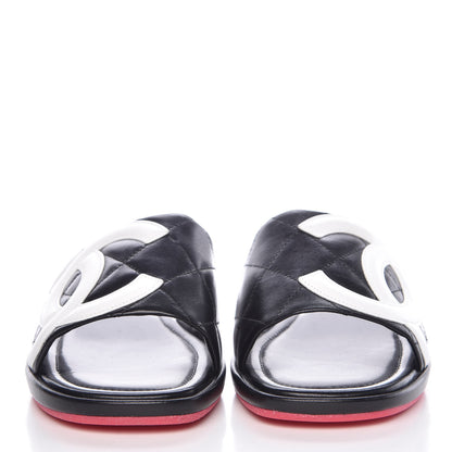 Chanel Calfskin Cambon CC Flat Slide Sandals 36.5 Black 2 of 11