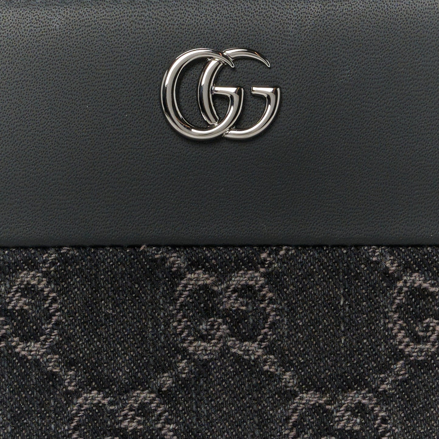 Calfskin Denim Monogram Marmont Zip Wallet Black