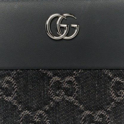 Gucci Calfskin Denim Monogram Marmont Zip Wallet Black 8 of 8