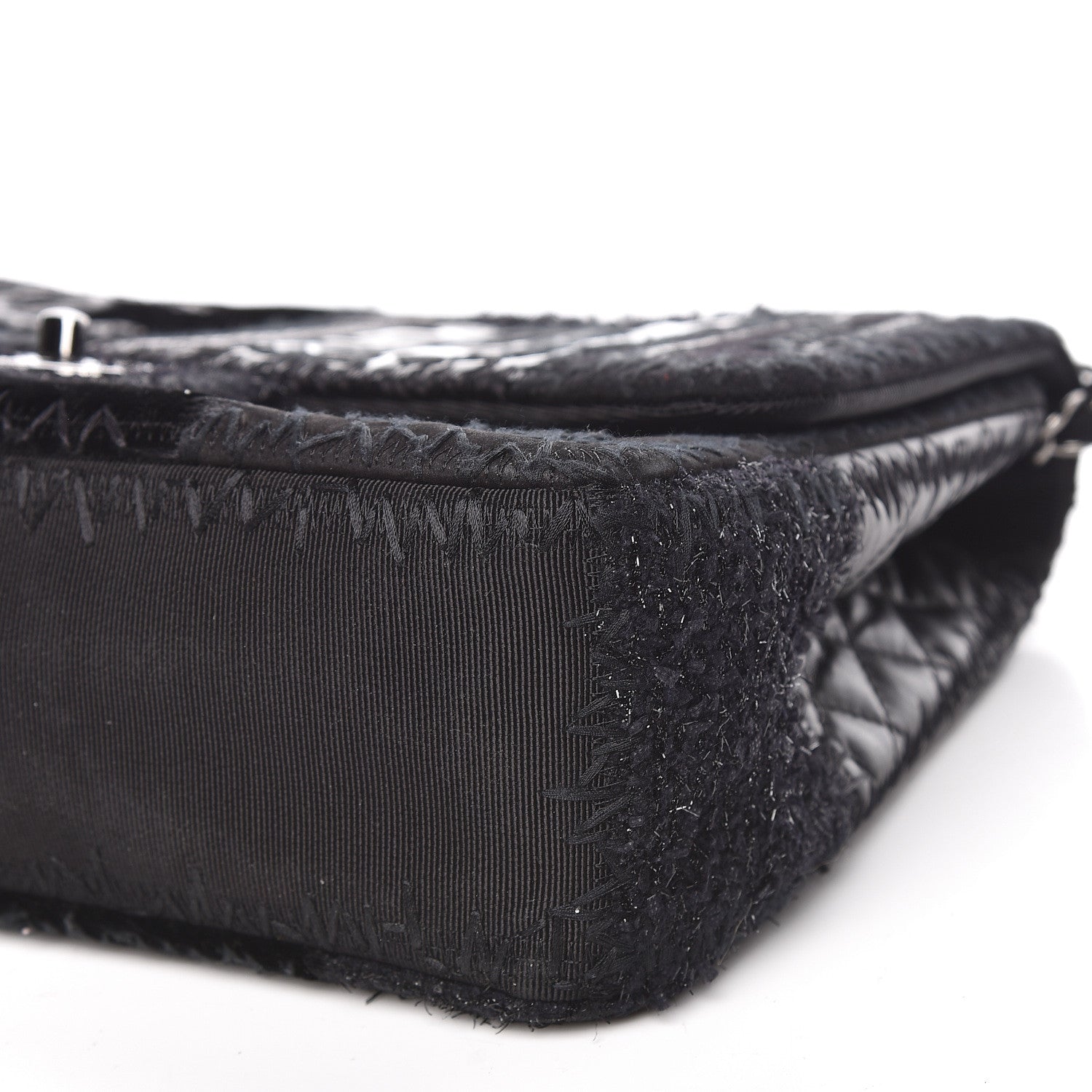 Chanel Tweed Patchwork Jumbo Single Flap Black 12 of 13