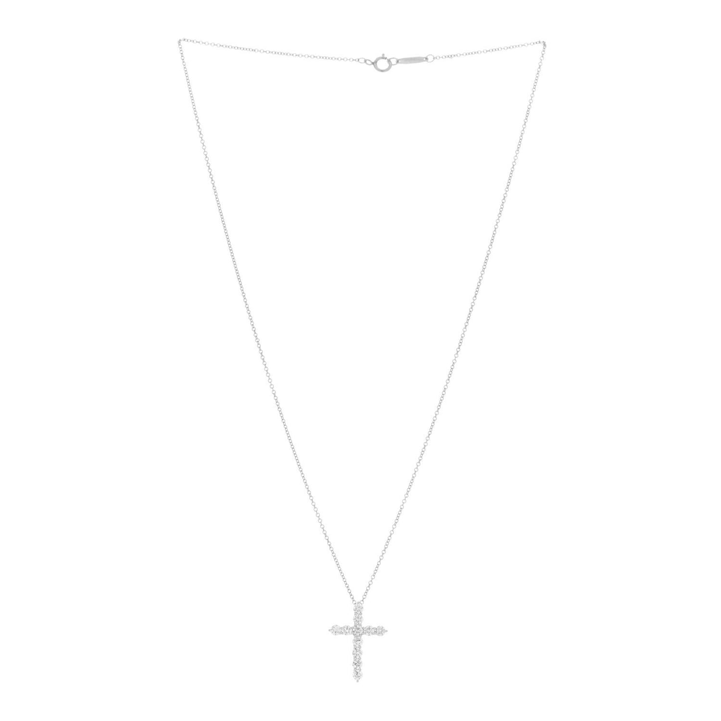 Platinum Diamond Medium Cross Pendant Necklace