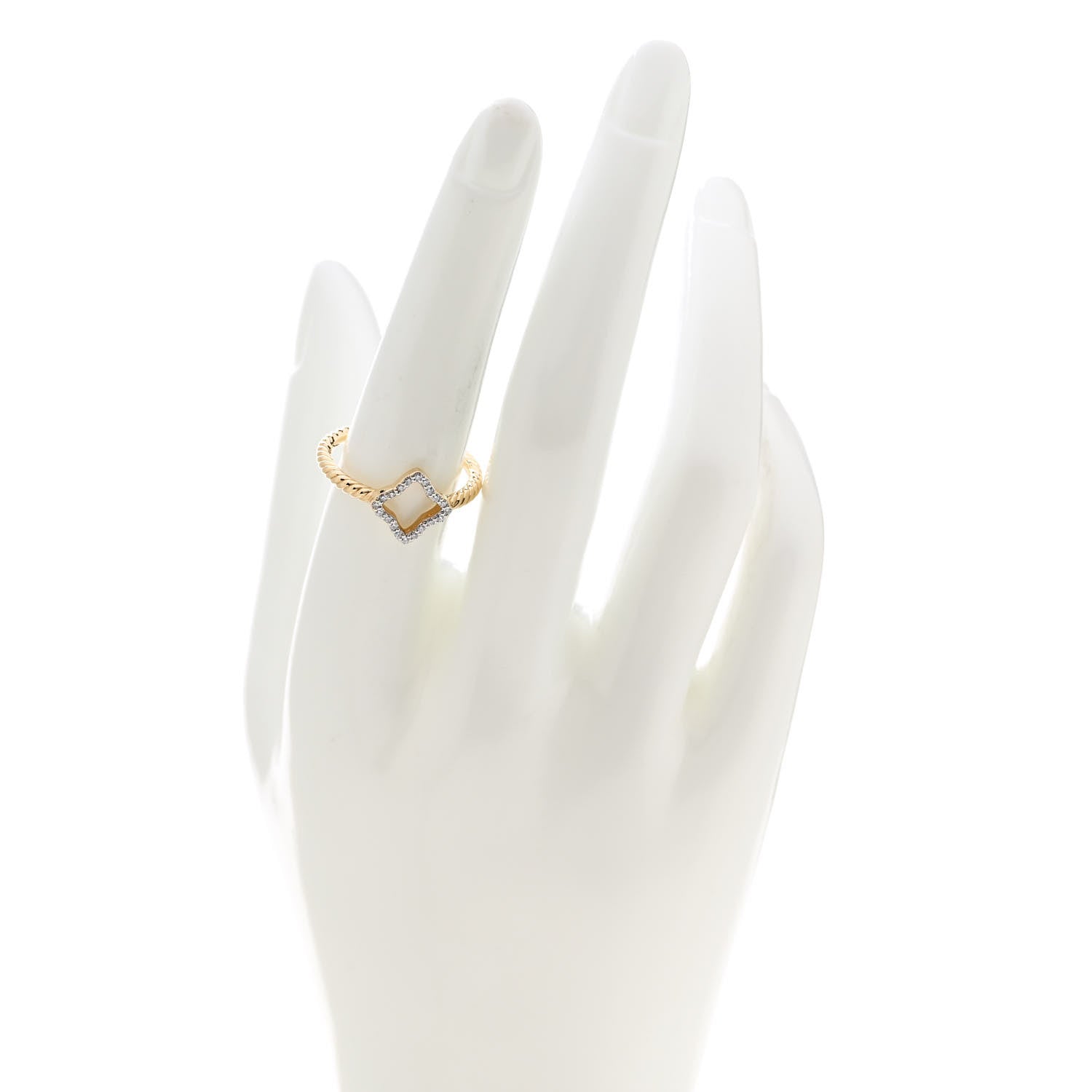 David Yurman 18K Yellow Gold Diamond Open Quatrefoil Ring 56 7.75 2 of 4