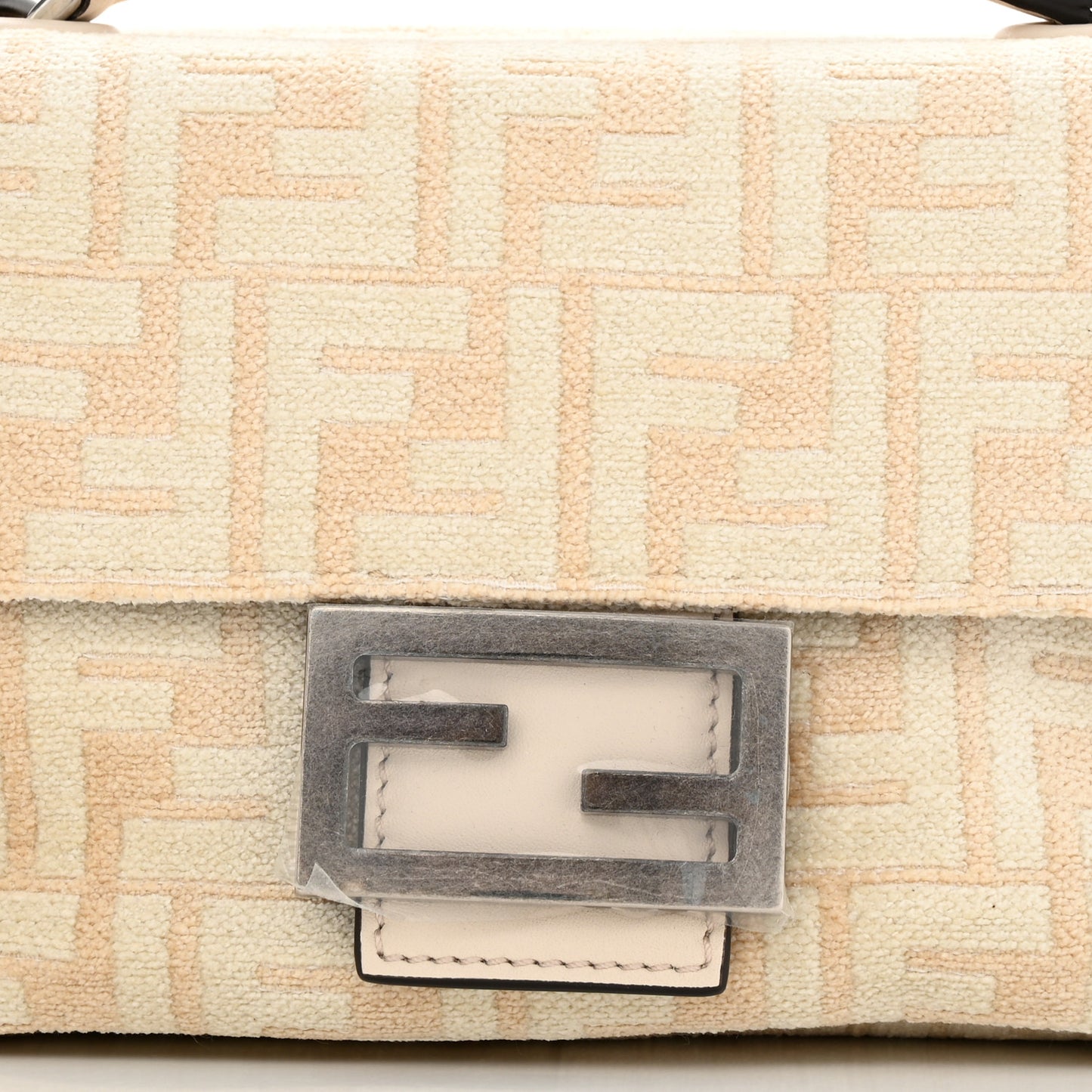 Chenille Vitello Seta FF Midi Chain Baguette White