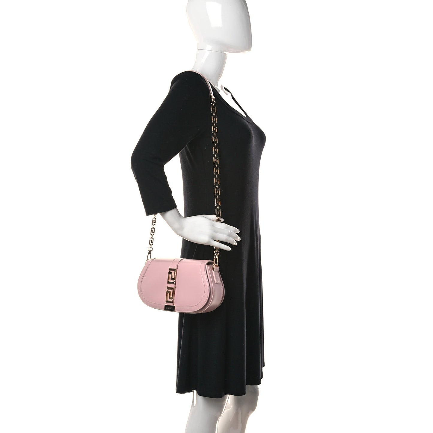 Calfskin Medium Greca Goddess Shoulder Bag Pale Pink