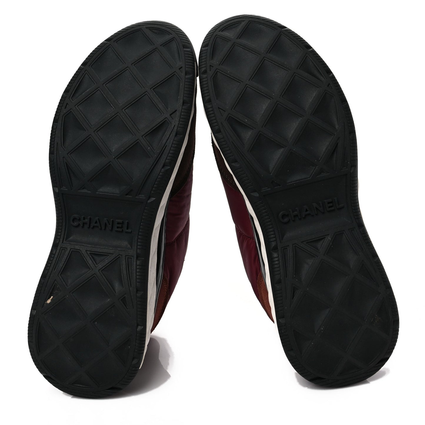 Nylon Suede Calfskin CC Sneakers 38.5 Burgundy