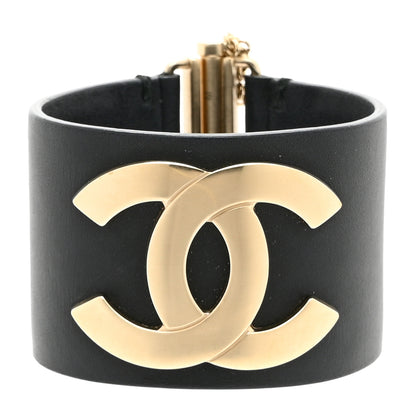 Chanel Calfskin CC Wide Cuff M Black Gold 1 of 6