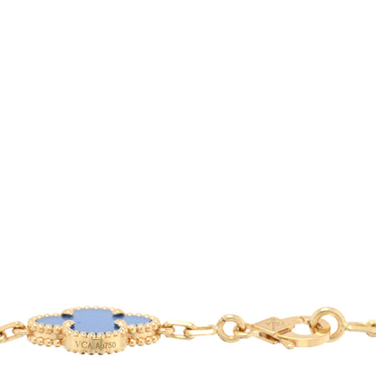Van Cleef & Arpels 18K Yellow Gold Blue Agate 5 Motifs Vintage Alhambra Bracelet 3 of 4
