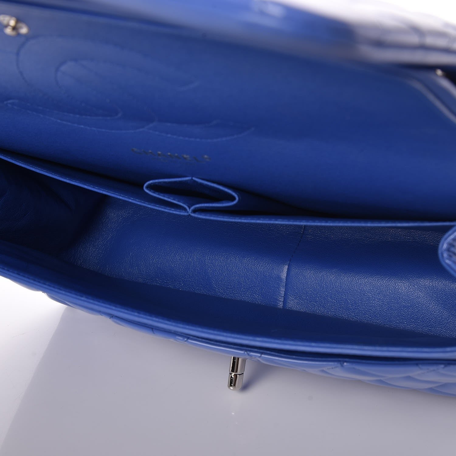 Chanel Patent Quilted Jumbo Double Flap Blue 5 of 7