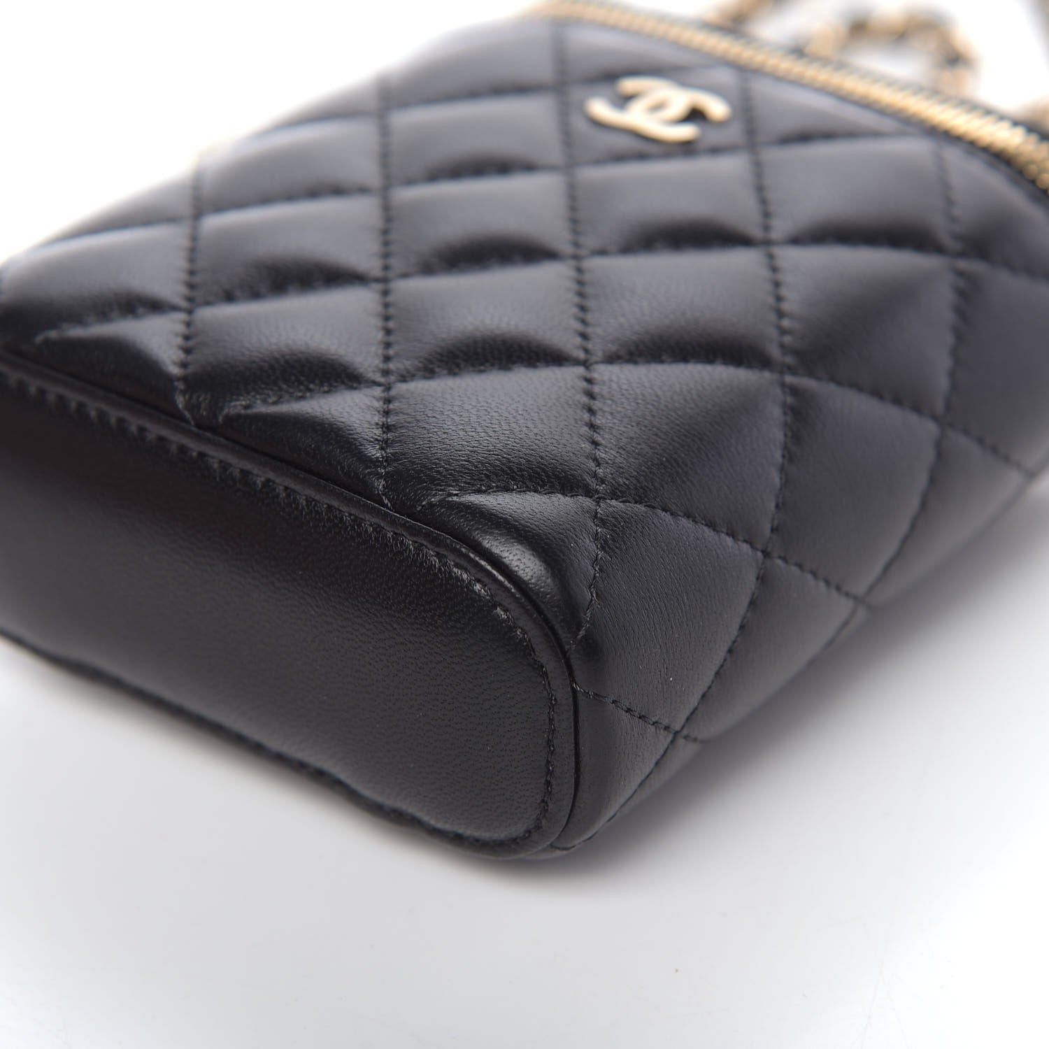 Chanel Lambskin Quilted Small Vertical Coco Beauty Vanity Case With Chain Black 9 of 10