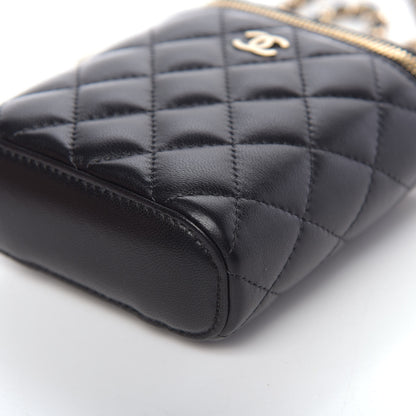 Chanel Lambskin Quilted Small Vertical Coco Beauty Vanity Case With Chain Black 9 of 10