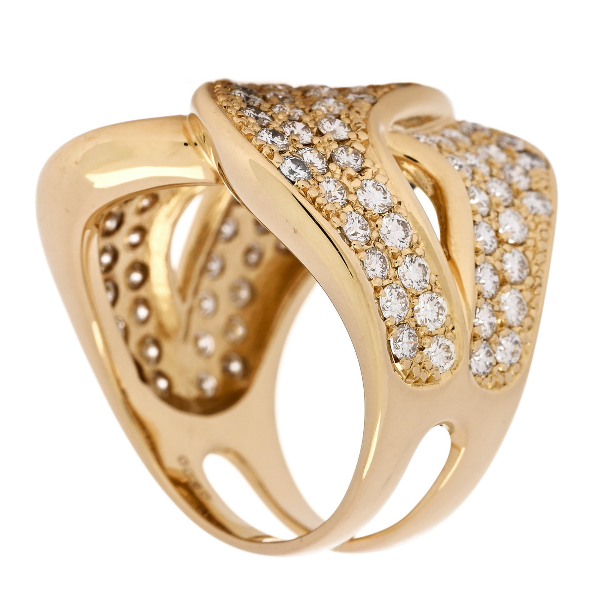 Parker & West by FASHIONPHILE 18K Yellow Gold Diamond 3.00ctw Crossover Ring 56 7.5 6 of 9