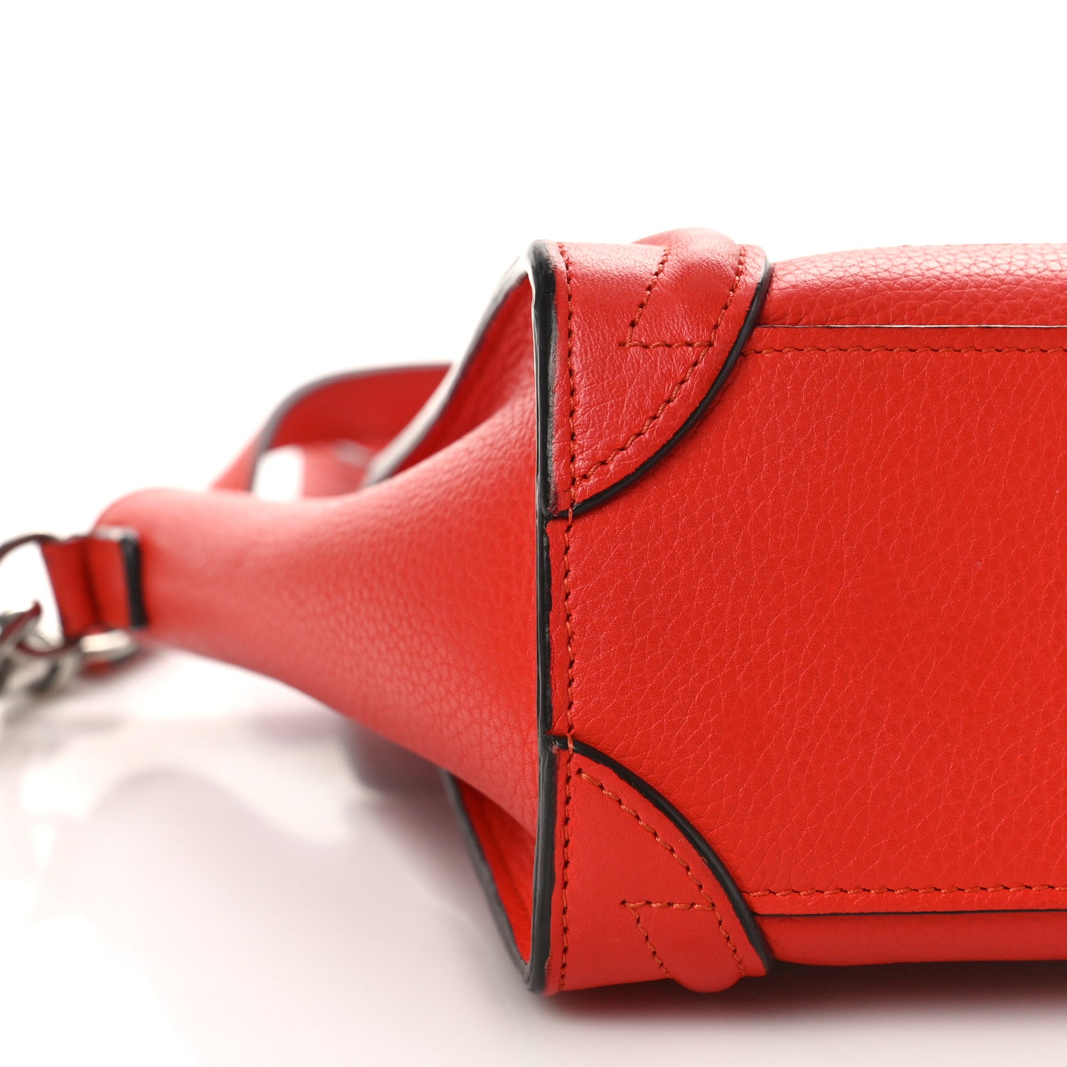 Celine Drummed Calfskin Nano Luggage Coquelicot 7 of 13