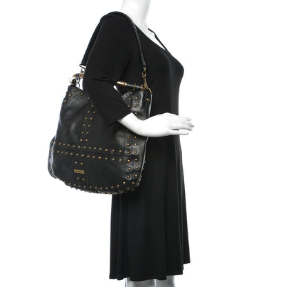 Burberry Calfskin Studded Medium Sampson Hobo Black 2 of 11