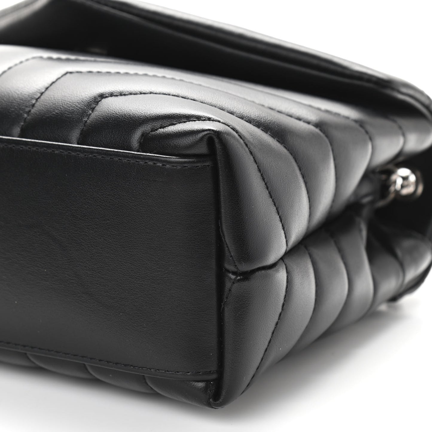 Calfskin Y Quilted Monogram Small Loulou Chain Satchel Black