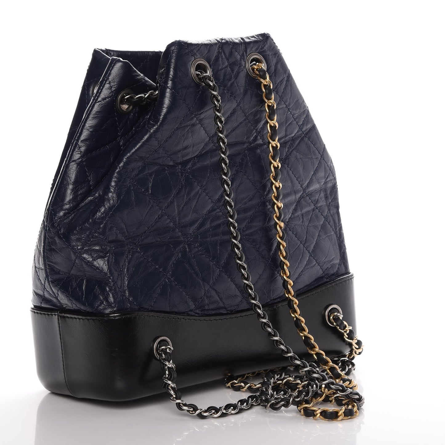 Aged Calfskin Quilted Small Gabrielle Backpack Blue Black