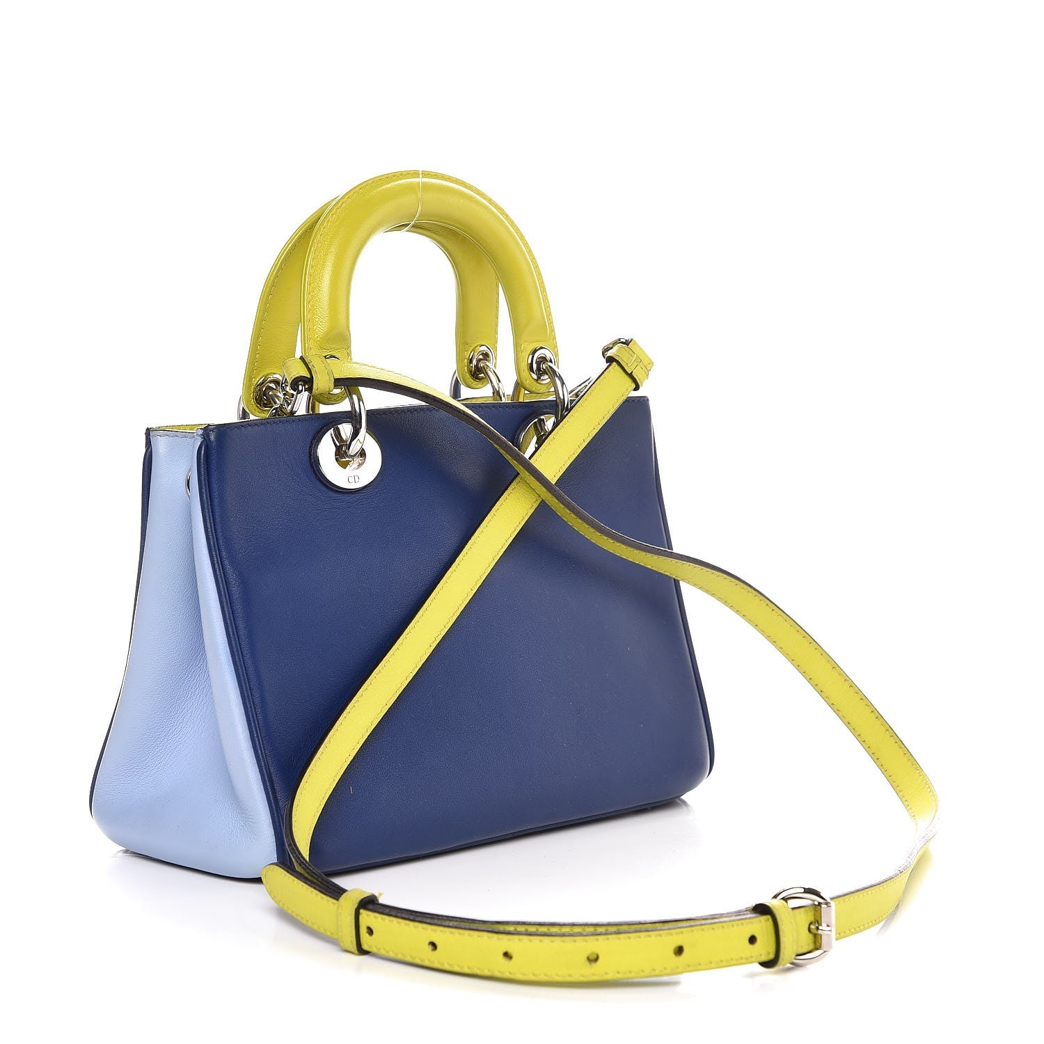 Christian Dior Calfskin Small Tri-color Diorissimo Navy Light Blue Yellow 3 of 7