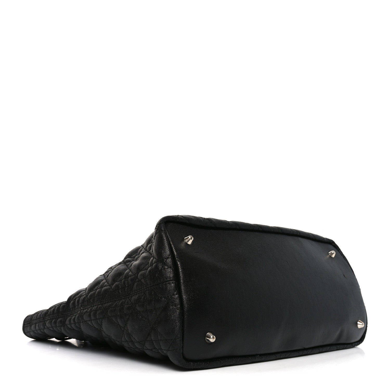 Christian Dior Coated Canvas Cannage Small Panarea Tote Black 4 of 12