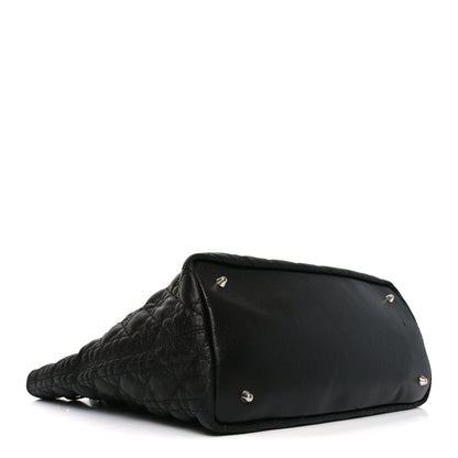 Christian Dior Coated Canvas Cannage Small Panarea Tote Black 4 of 12
